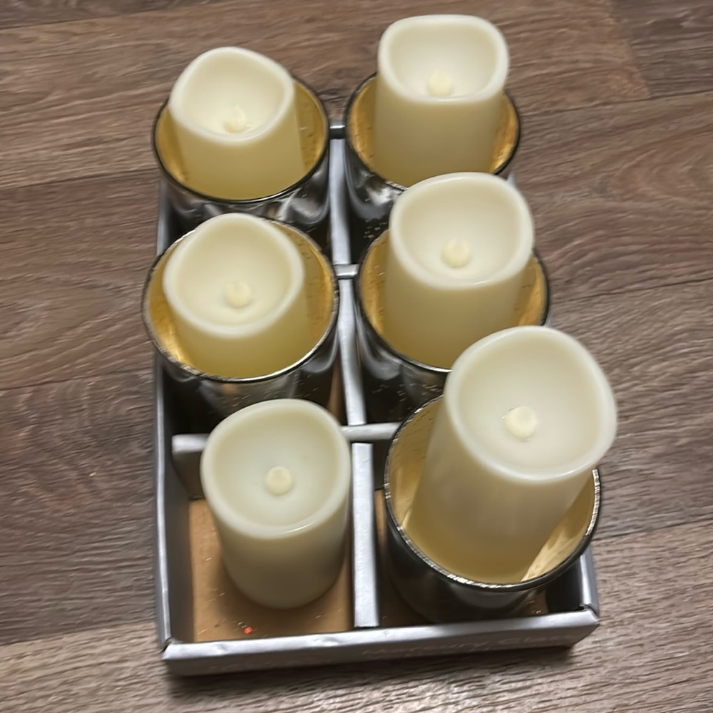 5 votive candle holders with 6 led candles